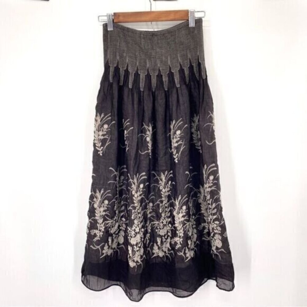 Lapis Anthropologie Tube Top Floral Chiffon Midi Dress